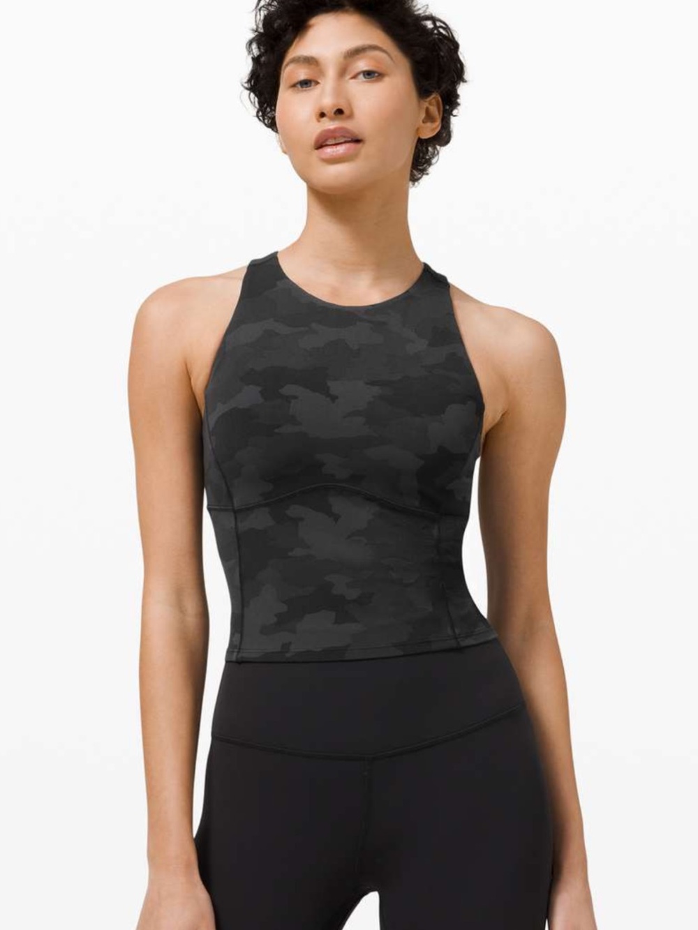 🍋Lulumeon Key to Balance Black Camo High-Neck Tank Top Size 6